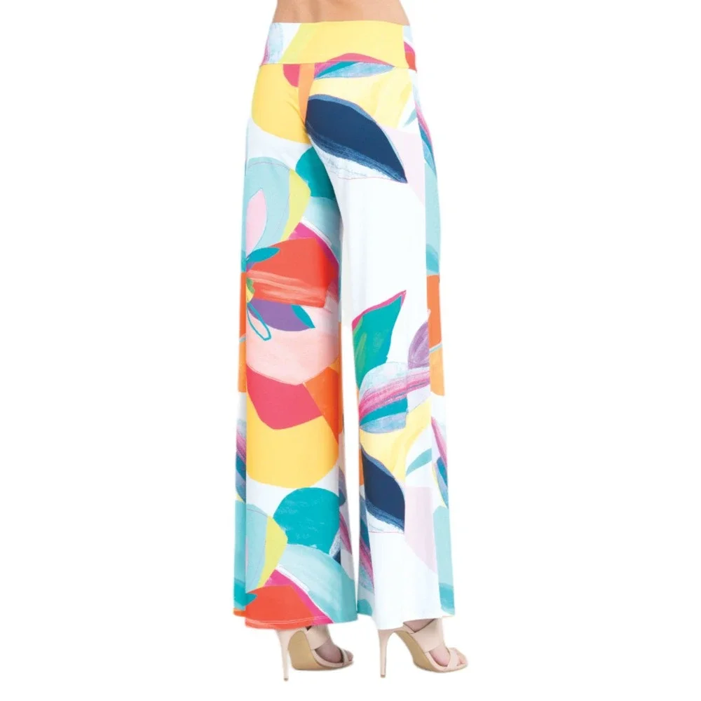 Clara Sunwoo Women's Palazzo Floral White Pants Size XL Wide Pants NWT - Picture 2 of 5